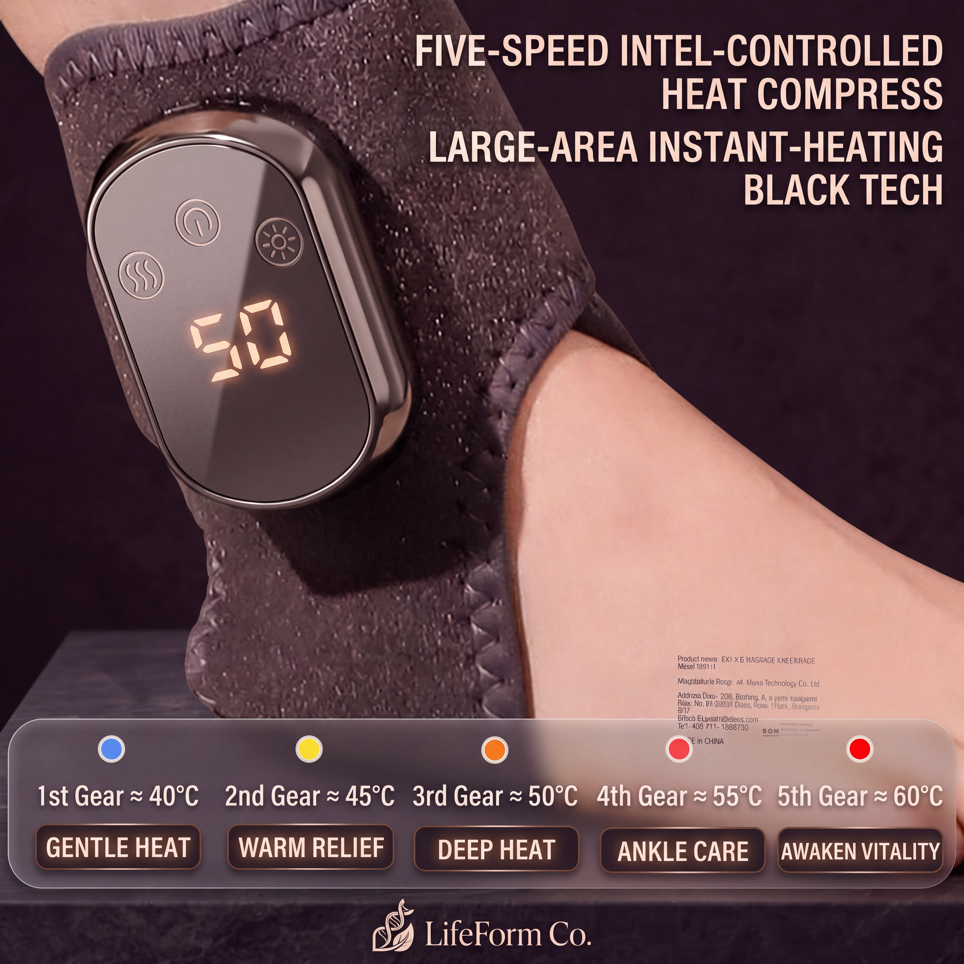ThermaFlex SwellGuard Ankle Massager - 3 Gear massage, 5 Heating Modes, High Frequency Vibration.