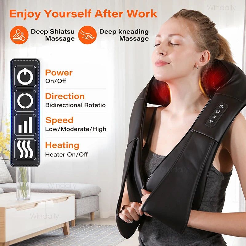 4D Shiatsu Neck & Shoulder Massager with Heating Function