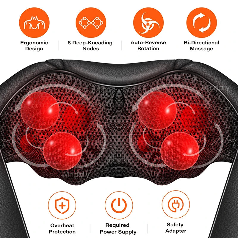4D Shiatsu Neck & Shoulder Massager with Heating Function