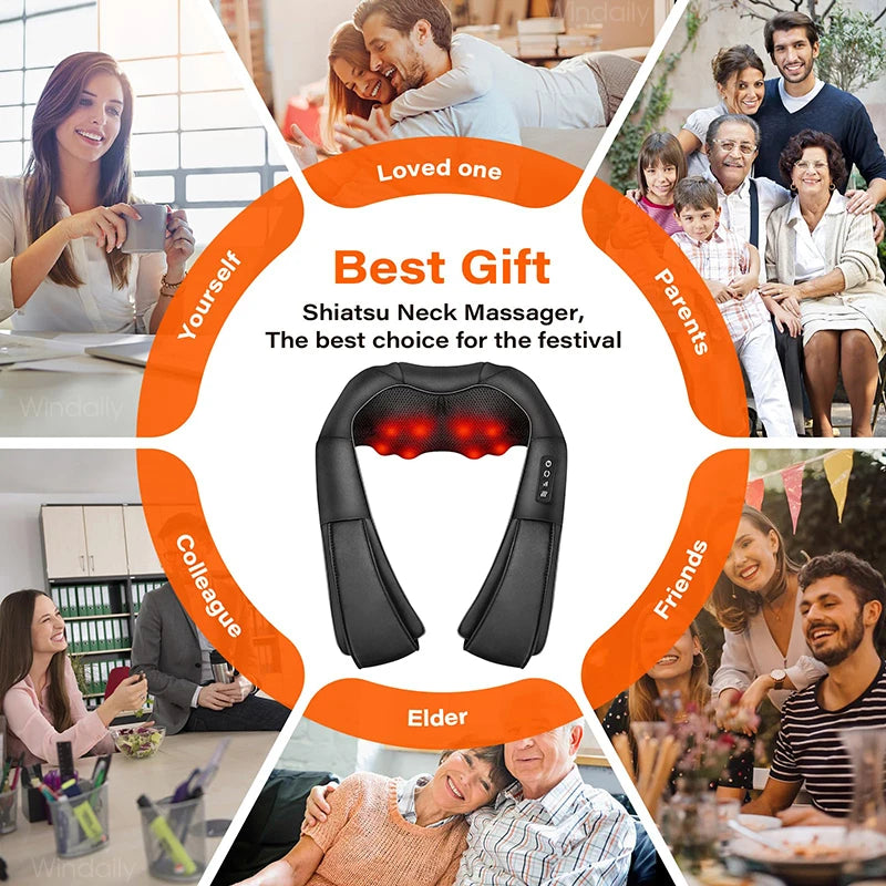 4D Shiatsu Neck & Shoulder Massager with Heating Function